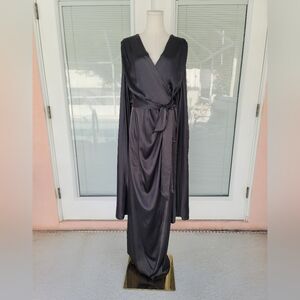 Catherine D'Lish Super Selene Dressing Gown Robe in Black With Satin Storage Bag